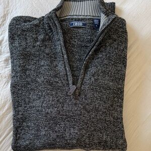 IZOD Men's Black and Gray Zip-Up Sweater